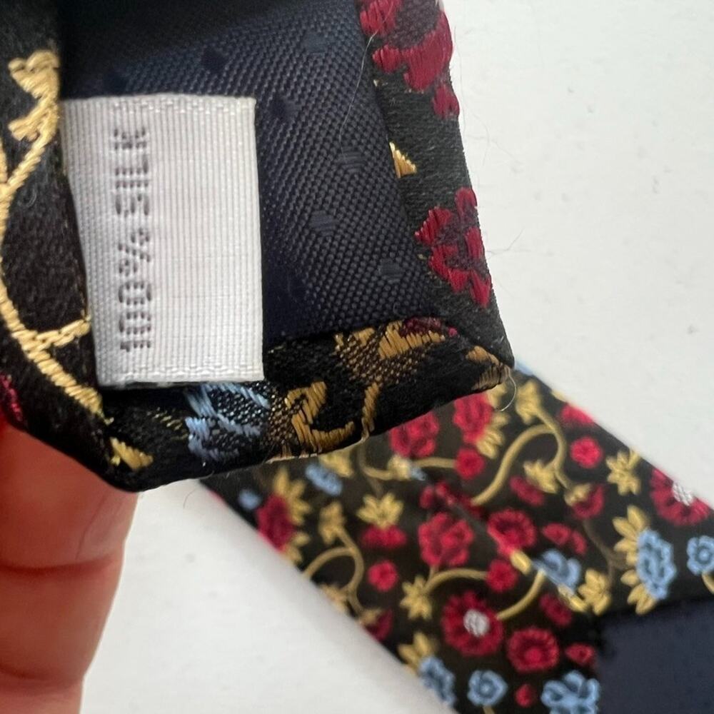 Neiman Marcus Necktie Unisex Multicolor Floral 100% Silk Embroidered Vintage - Picture 4 of 7